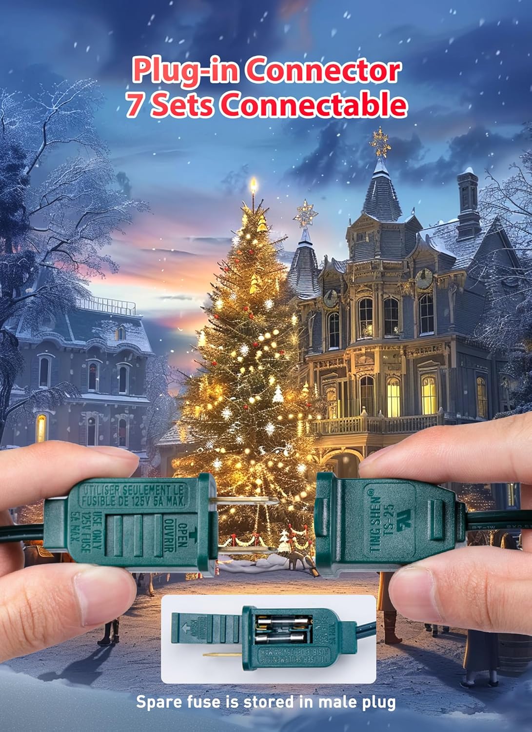 100FT C7 100 Bulbs LED Warm White Christmas Lights Outdoor for Christmas Tree Roofline Xmas