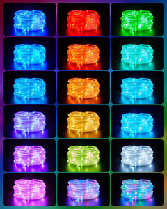 99ft Plug in 300 LED 18 Colors Changing Outdoor String Rope Lights with Remote for Xmas