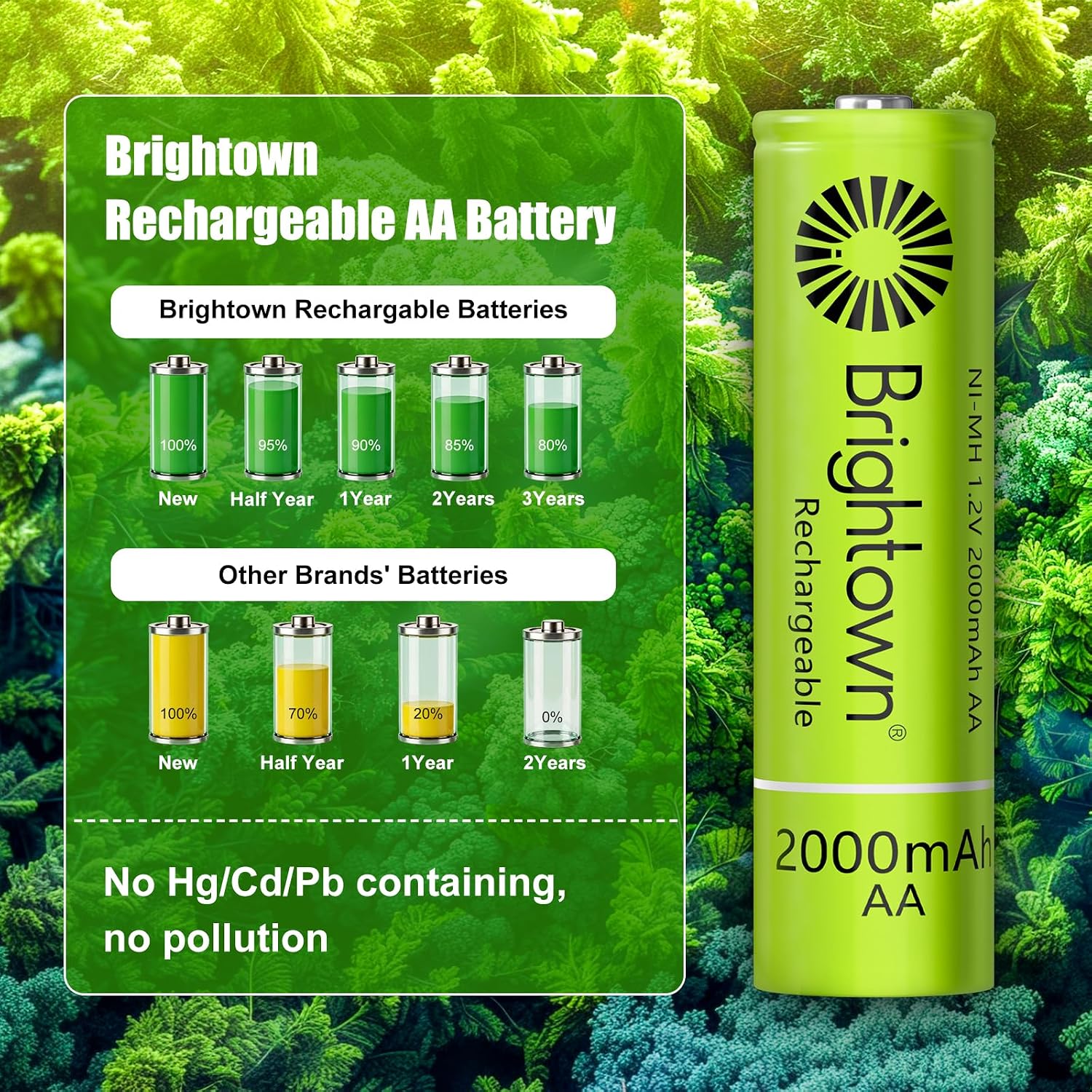 12-Pack 1.2V 2000mAh NiMH Rechargeable AAA Batteries for Solar Lights and Household Devices