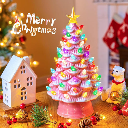 13 Inch Ceramic Valentine's Day Tree - Pre-lit with LED Lights