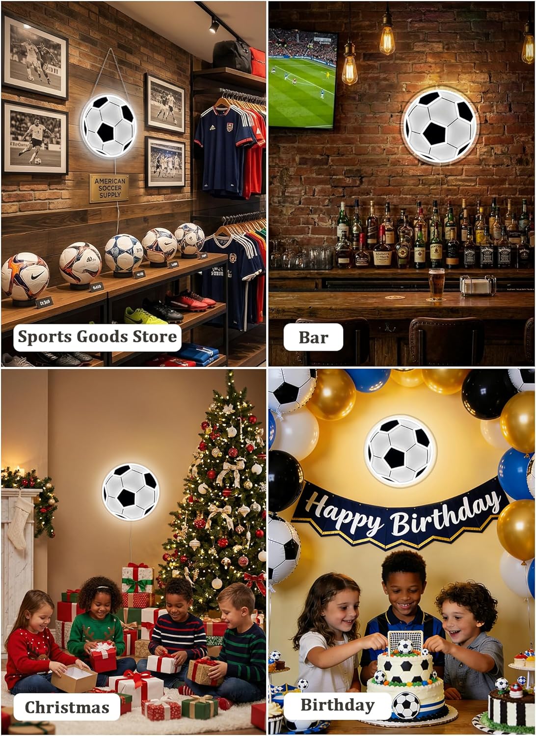 1 Pack/ 2 Pack 12.6In x 12.6In Soccer Light Neon Sign for Soccer Ball Fans Bedroom Decor