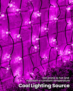 Solar Powered 26ft 60 LED Flowers String Lights for Garden Yard Fence Decor, Purple