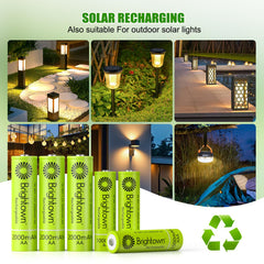 16 Pack AA 2000mAh and 16 Pack AAA 1000mAh Rechargeable Batteries, 1.2V NiMH High Capacity