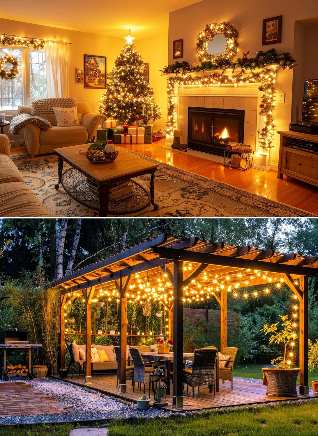 66ft Warm White Fairy Lights - 200 LED, Battery Operated with Remote