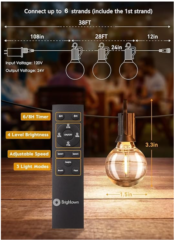 G40 solar light string RF remote