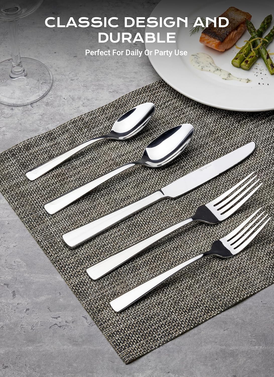 45-Piece Stainless Steel Tableware Flatware Silverware Set with Steak Knives, Rust-proof