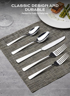 45-Piece Stainless Steel Tableware Flatware Silverware Set with Steak Knives, Rust-proof