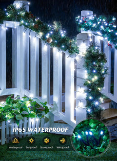 2 Pack Total 80FT 200 LED Solar Powered String Lights with 8 Modes for Christmas Tree, Cool White
