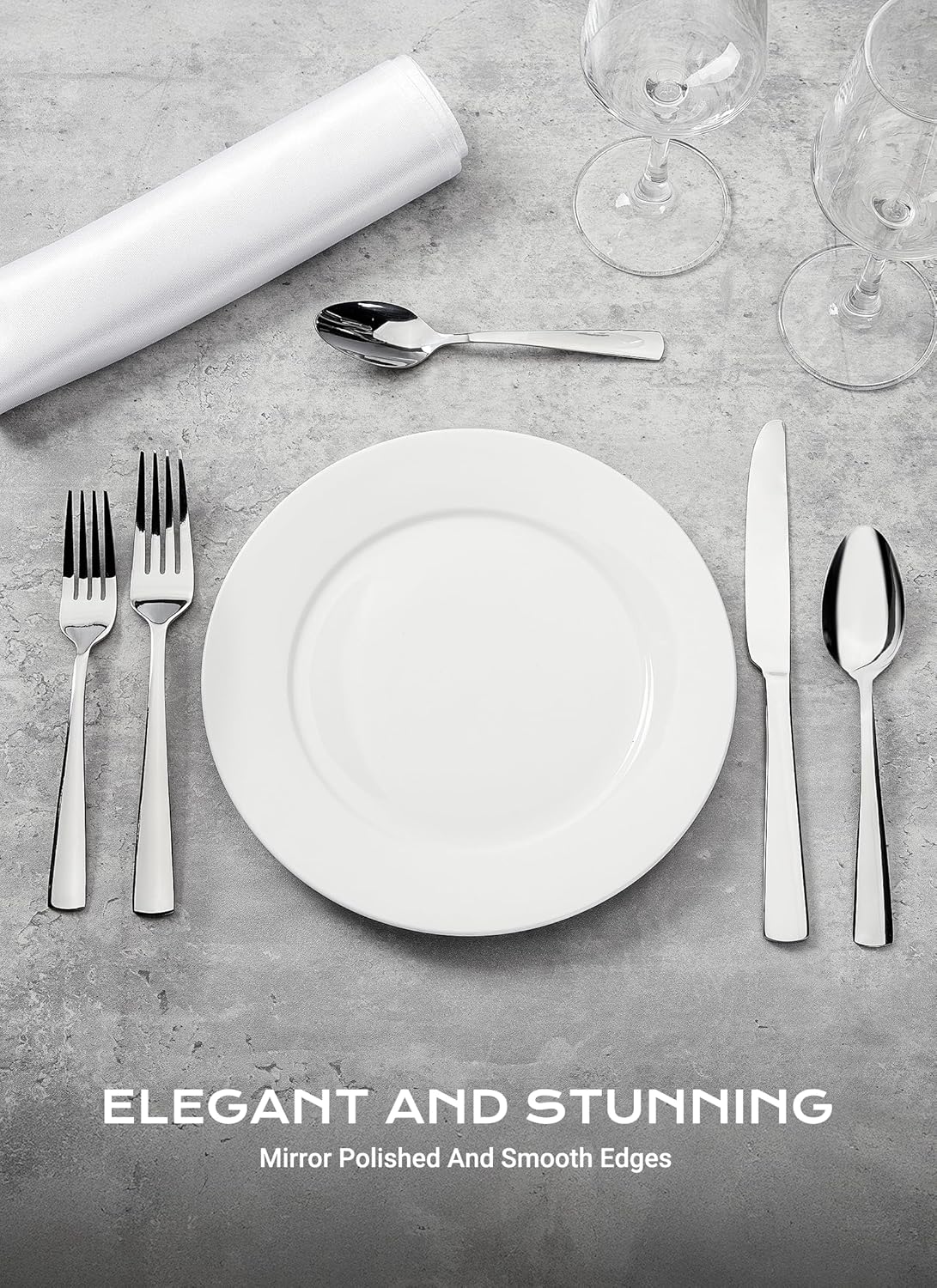 45-Piece Stainless Steel Tableware Flatware Silverware Set with Steak Knives, Rust-proof