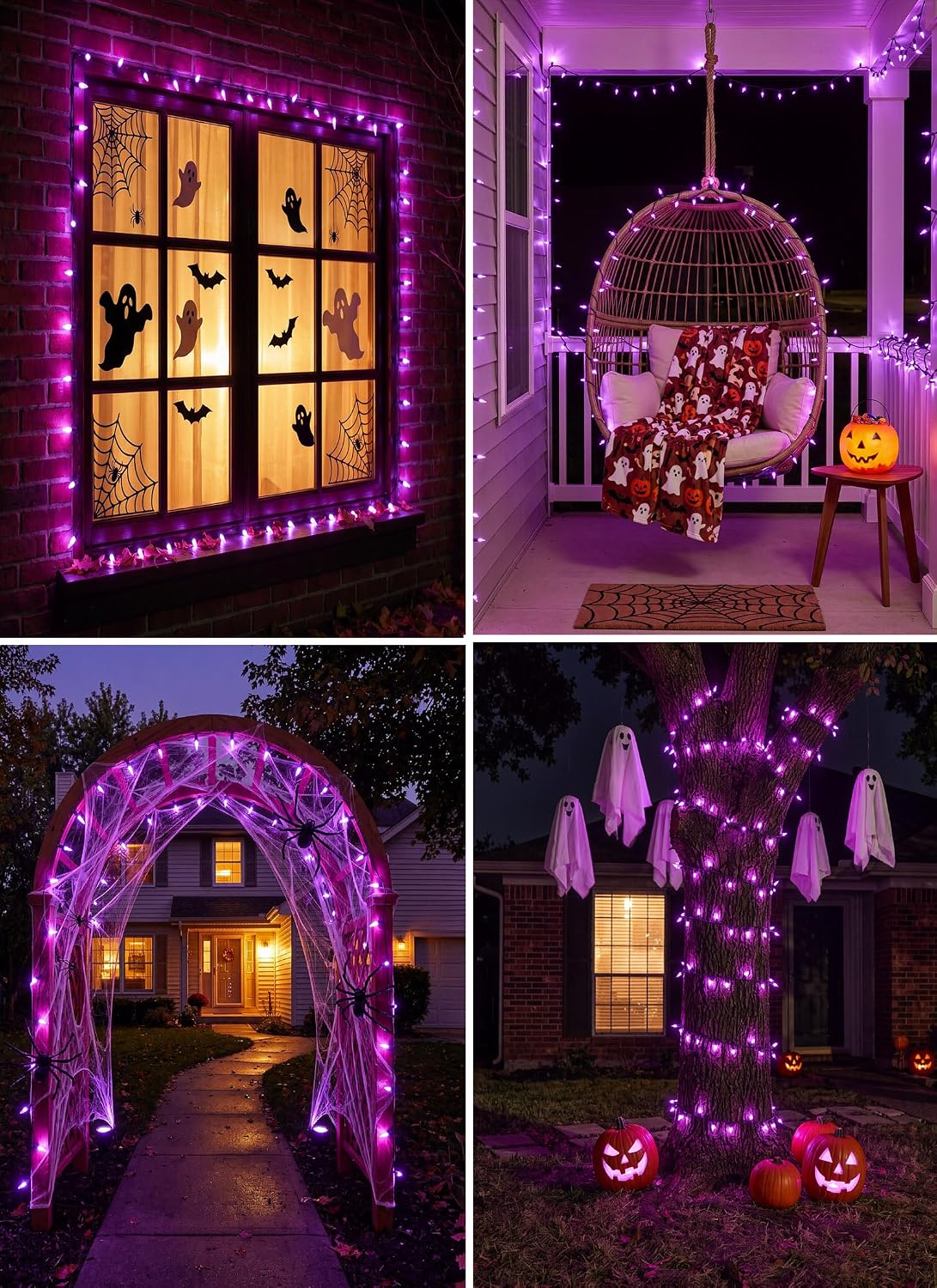 39Ft 100 LED Plug in Mini Bulbs String Light for Halloween Haunted House Party, Purple