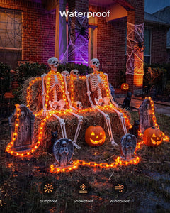 2Pack 10ft Battery Operated 88 Led Chain Orange Lights with 8 Lighting Modes for Halloween Decorations
