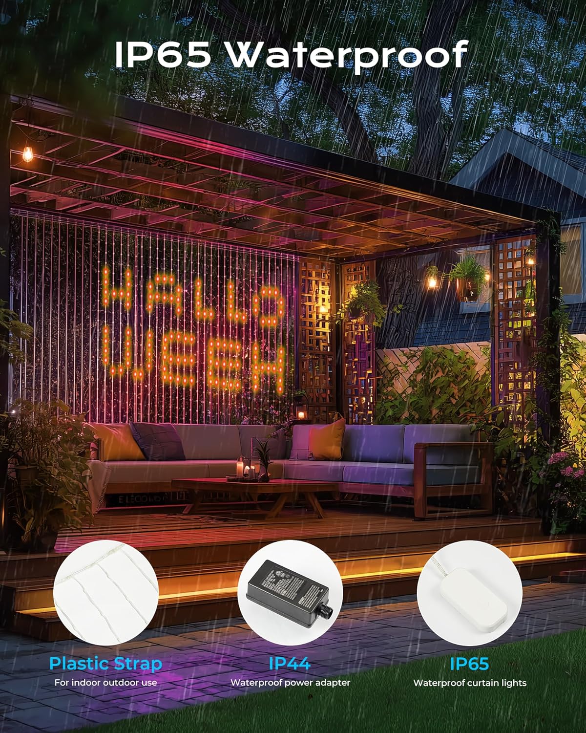 4.9x6.6ft Plug in 540 RGBIC LED Smart Color Changing Fairy Lights for Wall Window Garage