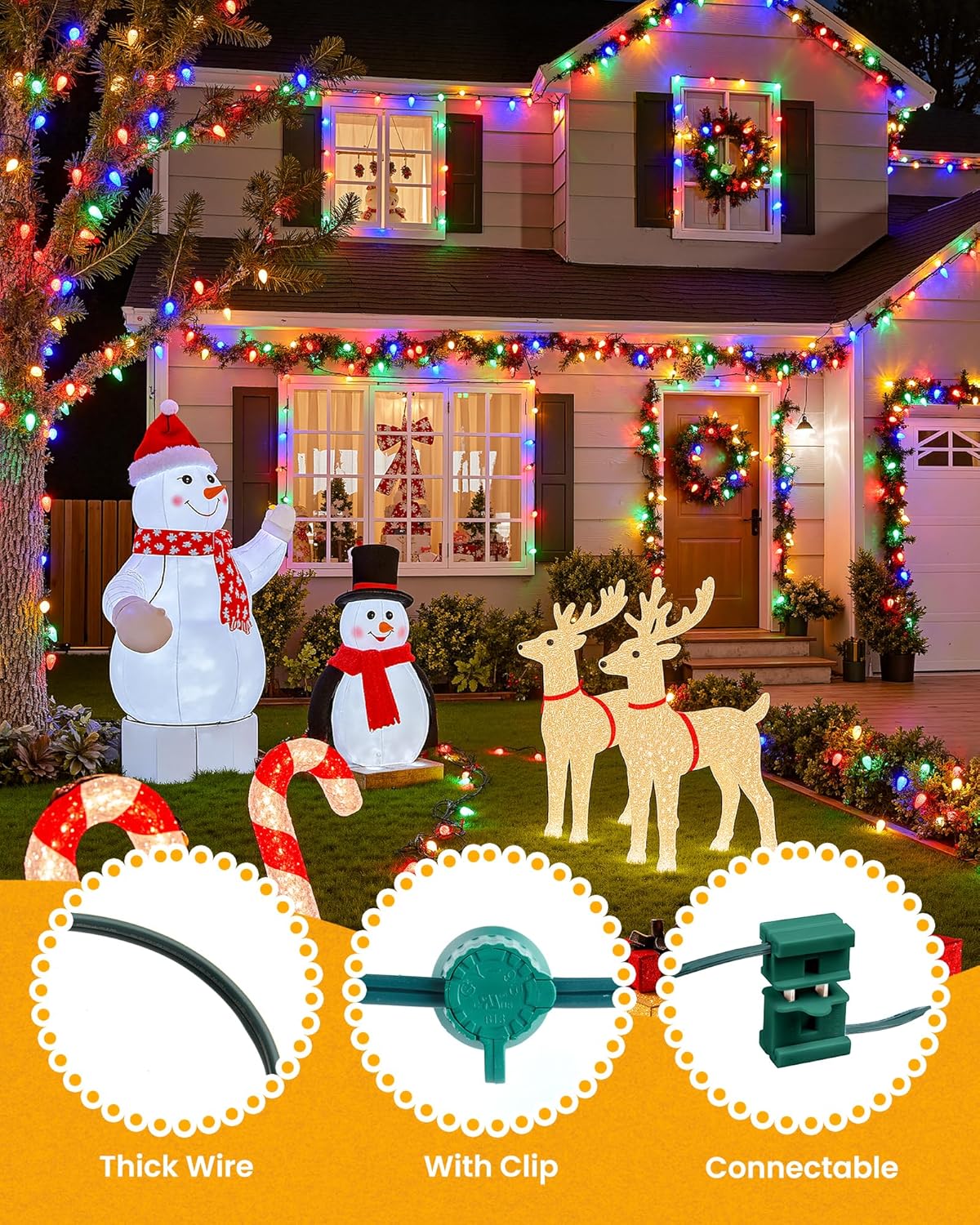 Commercial 250FT/500FT C9/E17 Christmas Light Sockets Set Spool, C9 String Light Stringer 12" Spacing Green Wire
