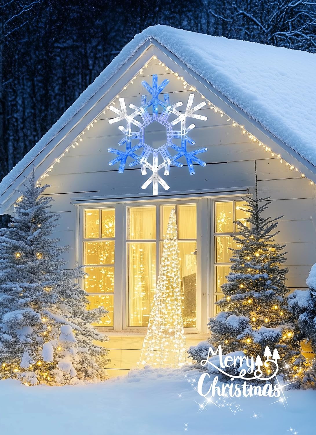 Christmas Snowflake Lights Outdoor Indoor, Multi-Size (20"/36") Multi-Color Folding LED Hanging Lights