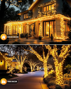 2 Pack 92Ft 240 LED Solar Powered String Lights Outdoor for Garden Yard Patio Party Decor, Warm White