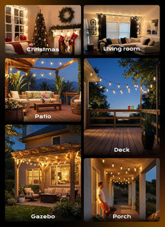 55FT 25+2 Shatterproof Edison LED Lights Outdoor IP65 Waterproof Lights for Backyard Porch Deck