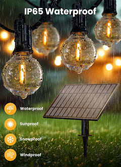 108FT G40 52 LED Bulbs Solar Powered String Lights for Patio Garden Cafe Wedding BBQ