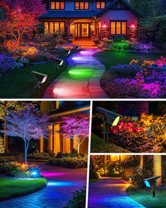 Solar RGB Spot Lights Outdoor - 4 Pack Color Changing Landscape Lights