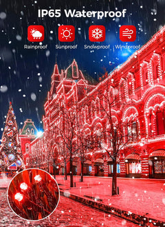 Solar String Lights - 4 Pack, 160FT, 400 LED Red, Christmas