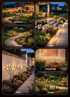 12 Pack 96 LED Firefly Solar Powered Stake Lights for Garden Yard Pathway,Warm White