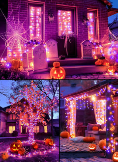 Halloween String Lights - 100 LED, 39FT, USB Powered, Purple & Orange
