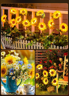 4 Pack Realistic Sunflowers Solar Powered Garden Pathway Lights for Yard & Patio Decorations