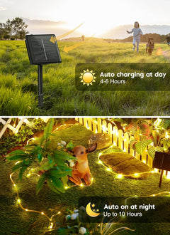 72ft 200 LED Outdoor Solar Powered Rope String Lights with 8 Modes , Warm White