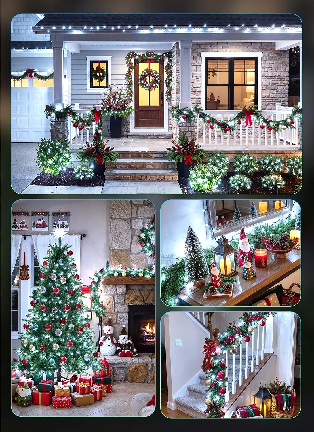 32ft 100 LED Plug in Mini String Lights for Christmas Party Holiday Xmas Decoration, Cool White
