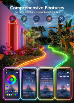 33Ft RGB LED Neon Rope Lights - App/Remote Control, IP68 Waterproof