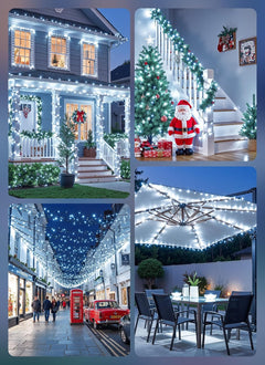 2 Pack Total 80FT 200 LED Solar Powered String Lights with 8 Modes for Christmas Tree, Cool White