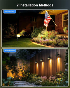 4Pack Solar Powered Spot Pathway Lights Outdoor Waterproof with 3 Light Modes for Backyard Garden (Warm White)