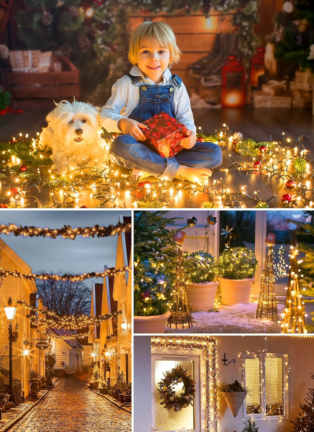 2 Pack Total 144FT 400 LED Solar Powered String Lights with 8 Modes  for Christmas Tree, Warm White