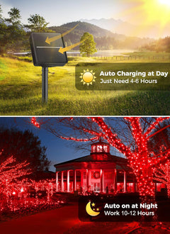 Solar String Lights - 4 Pack, 160FT, 400 LED Red, Christmas
