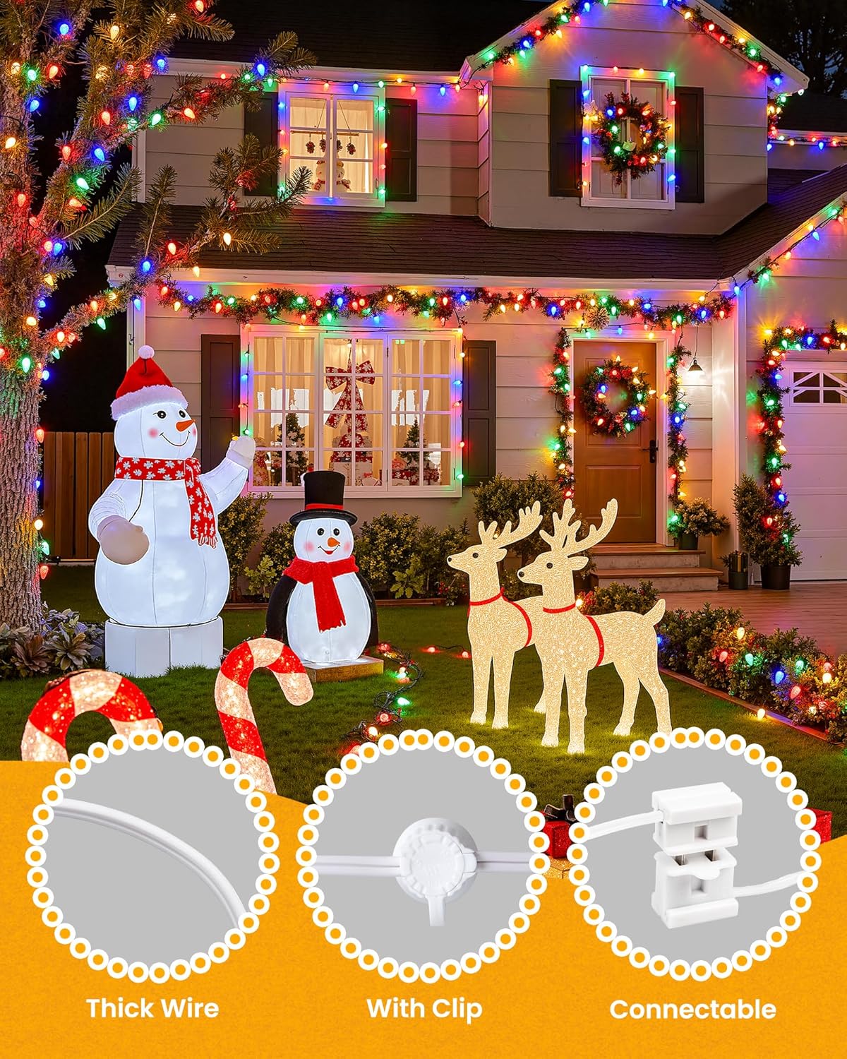 Commercial 250FT/500FT C9/E17 Christmas Light Sockets Set Spool, C9 String Light Stringer 12" Spacing Green Wire