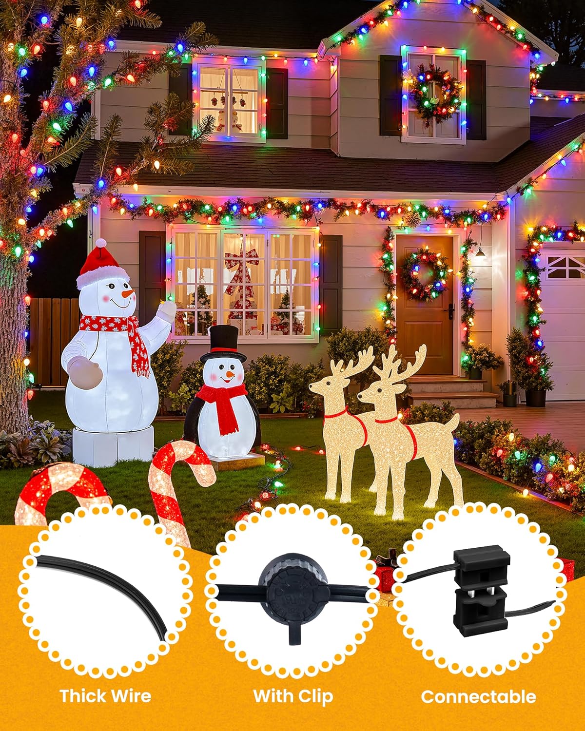 Commercial 250FT/500FT C9/E17 Christmas Light Sockets Set Spool, C9 String Light Stringer 12" Spacing Green Wire