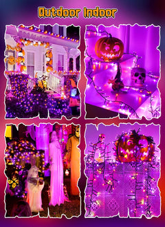 Halloween String Lights Battery Operated 10FT 120 LED Orange Purple