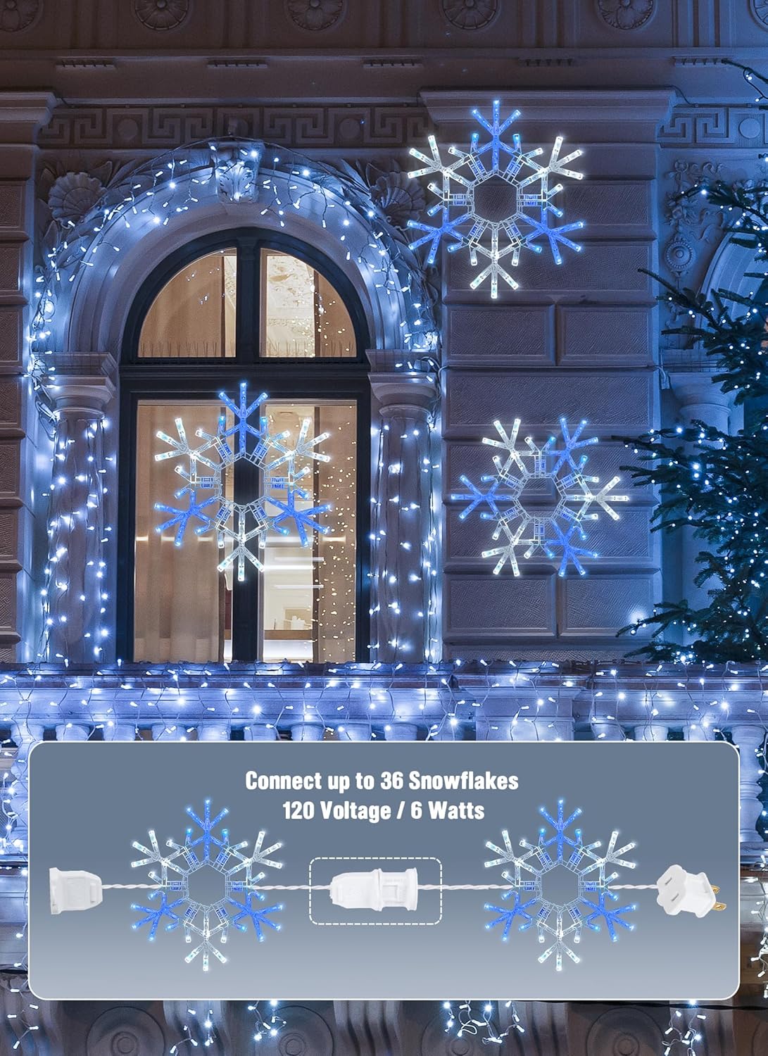 Christmas Snowflake Lights Outdoor Indoor, Multi-Size (20"/36") Multi-Color Folding LED Hanging Lights