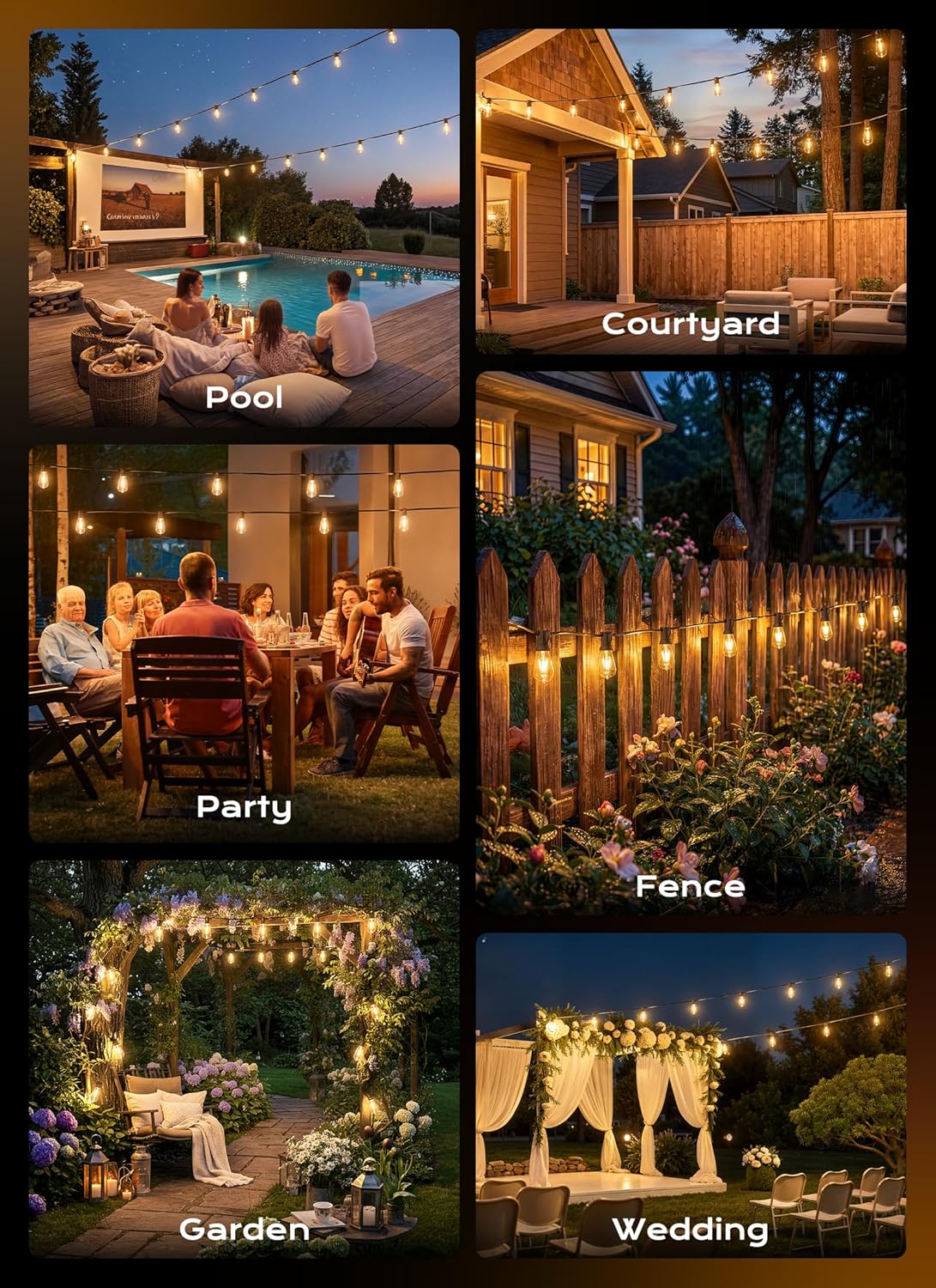 55FT 25+2 Shatterproof Edison LED Lights Outdoor IP65 Waterproof Lights for Backyard Porch Deck