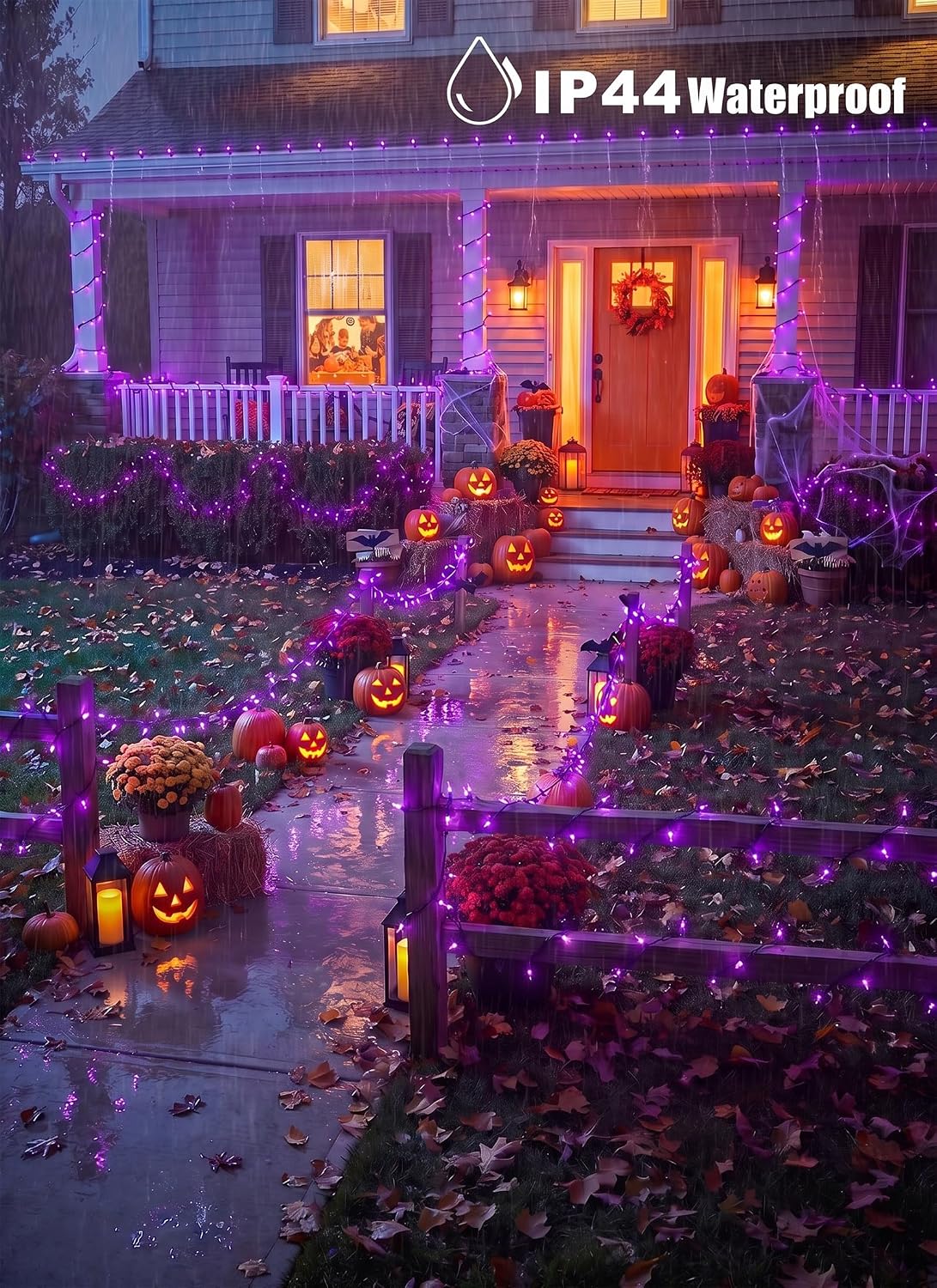 39Ft 100 LED Plug in Mini Bulbs String Light for Halloween Haunted House Party, Purple