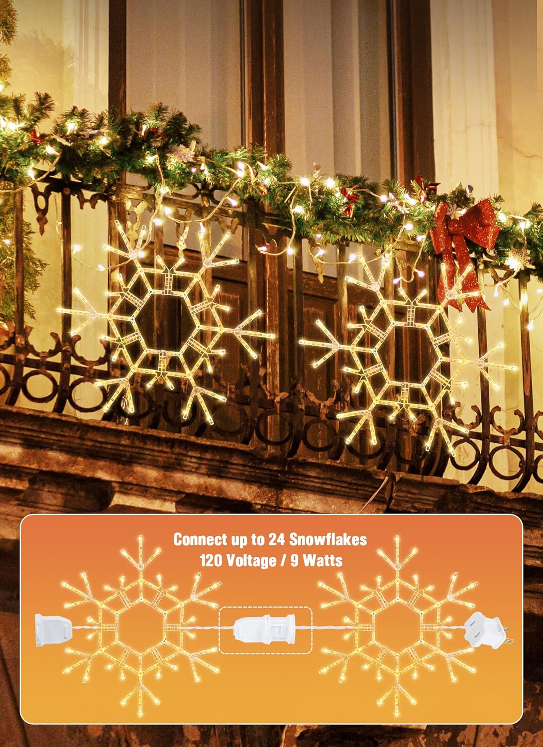 Christmas Snowflake Lights Outdoor Indoor, Multi-Size (20"/36") Multi-Color Folding LED Hanging Lights