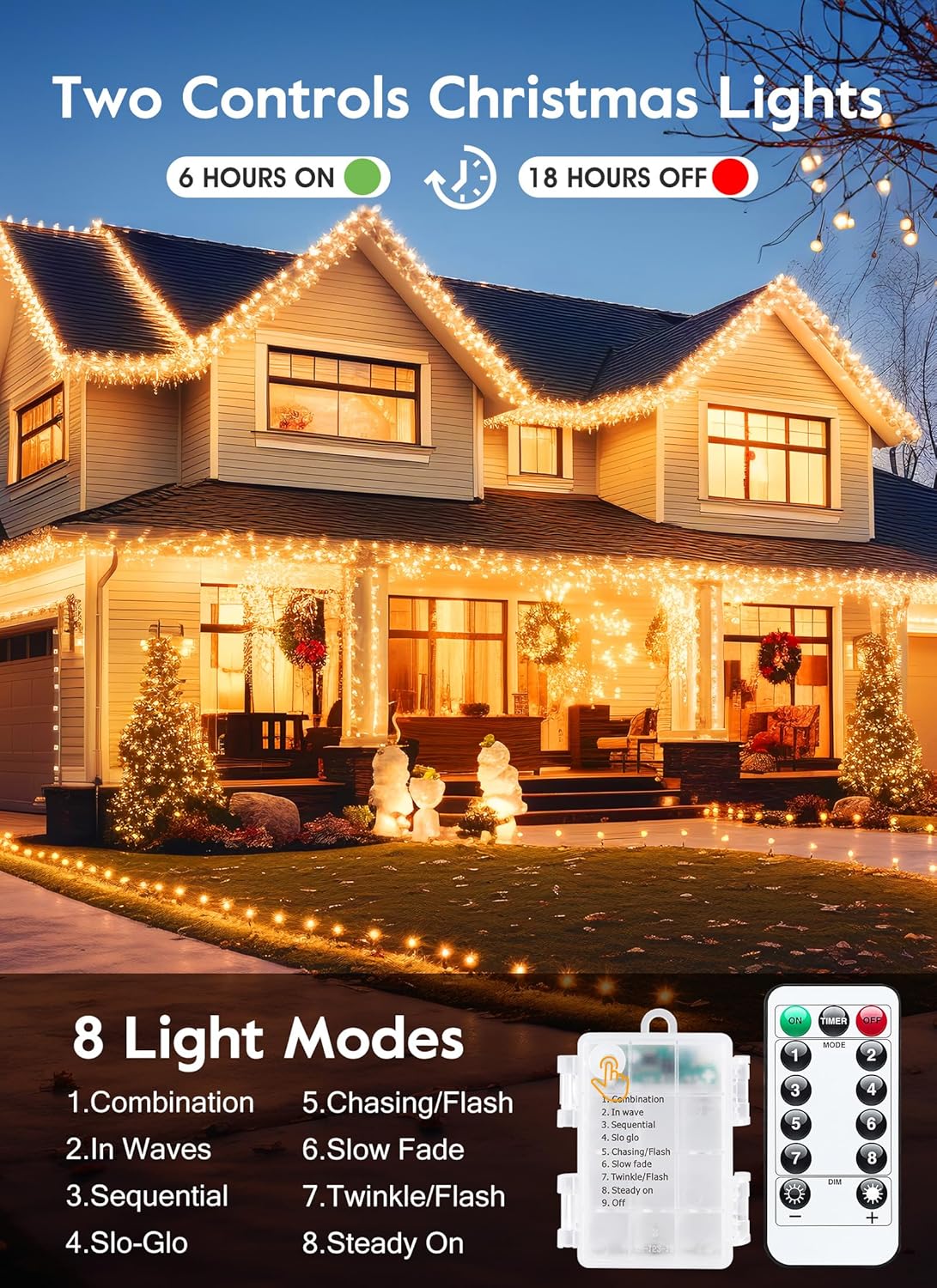 2 Pack Warm White 5ft 60 LED Battery Operated Silver Wire Firecracker Cluster Lights with Remote