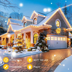 66ft 100 LED C9 Waterproof Strawberry String Lights, Plug-in Extendable Green Wire for Outdoor Indoor Patio Party Decoration