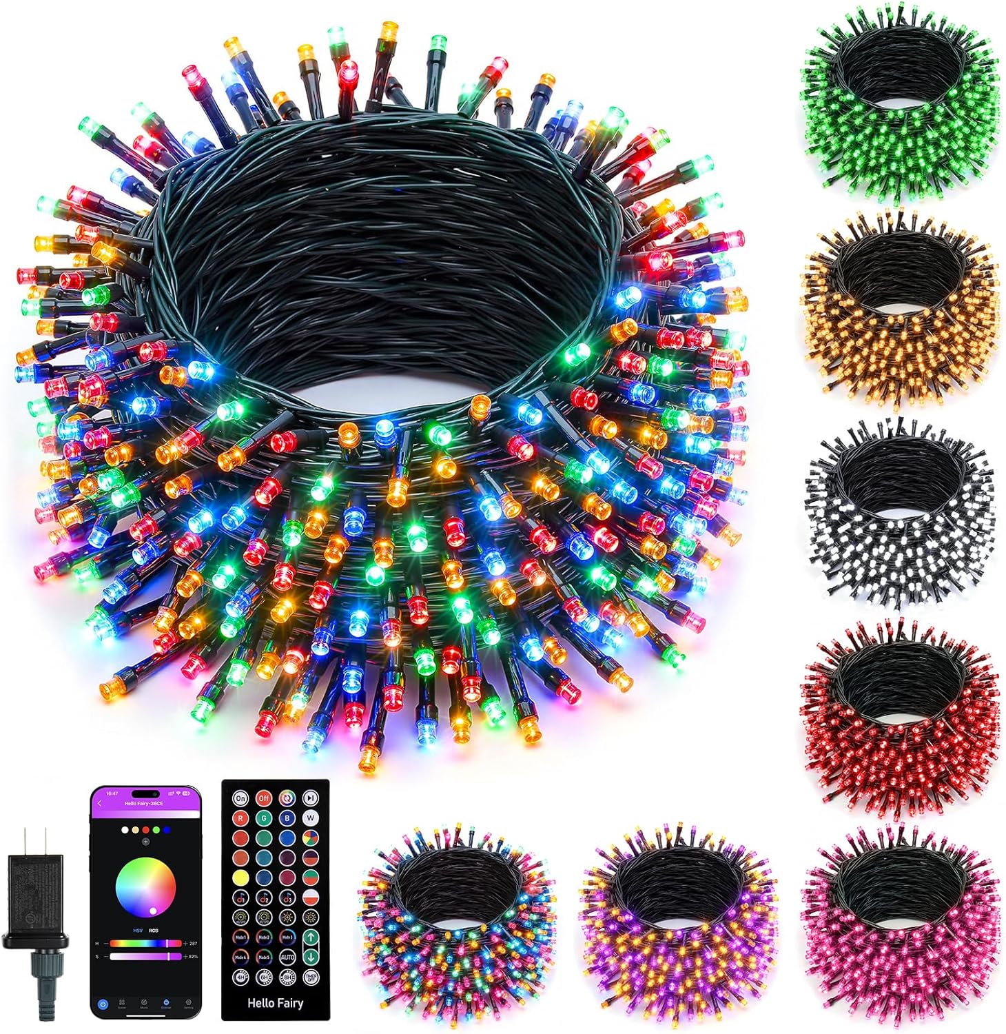 82FT 250LED Smart RGB String Lights, App Controlled, Dimmable, Waterproof