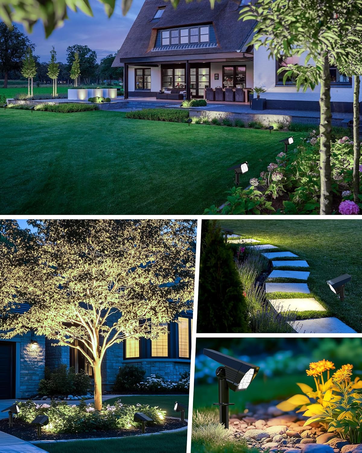 4Pack Solar Powered Spot Pathway Lights Outdoor Waterproof with 3 Light Modes for Backyard Garden (Cool White)