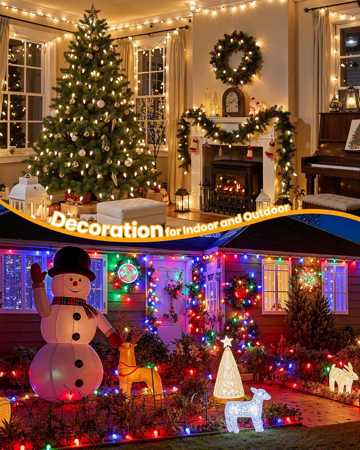 Commercial 250FT/500FT C9/E17 Christmas Light Sockets Set Spool, C9 String Light Stringer 12" Spacing Green Wire