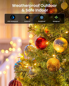 2 Pack Total 66Ft 200 LED Solar String Fairy Lights for Yard Garden, 8 Modes, Warm White