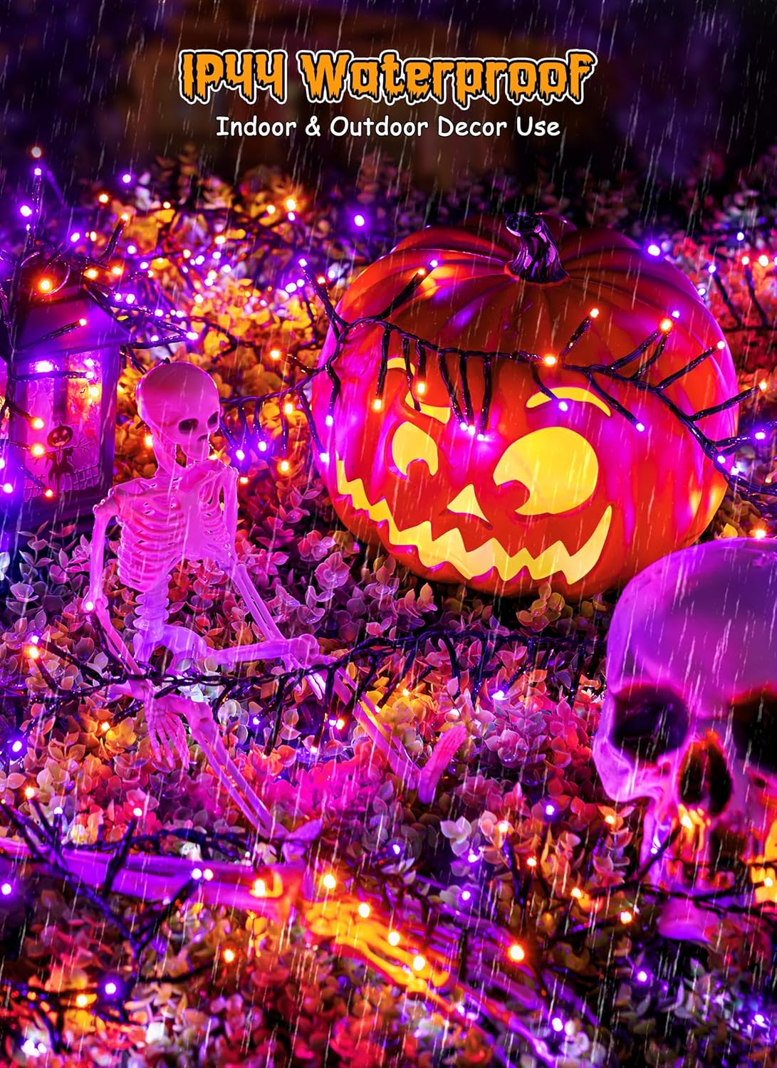 Halloween String Lights Battery Operated 10FT 120 LED Orange Purple