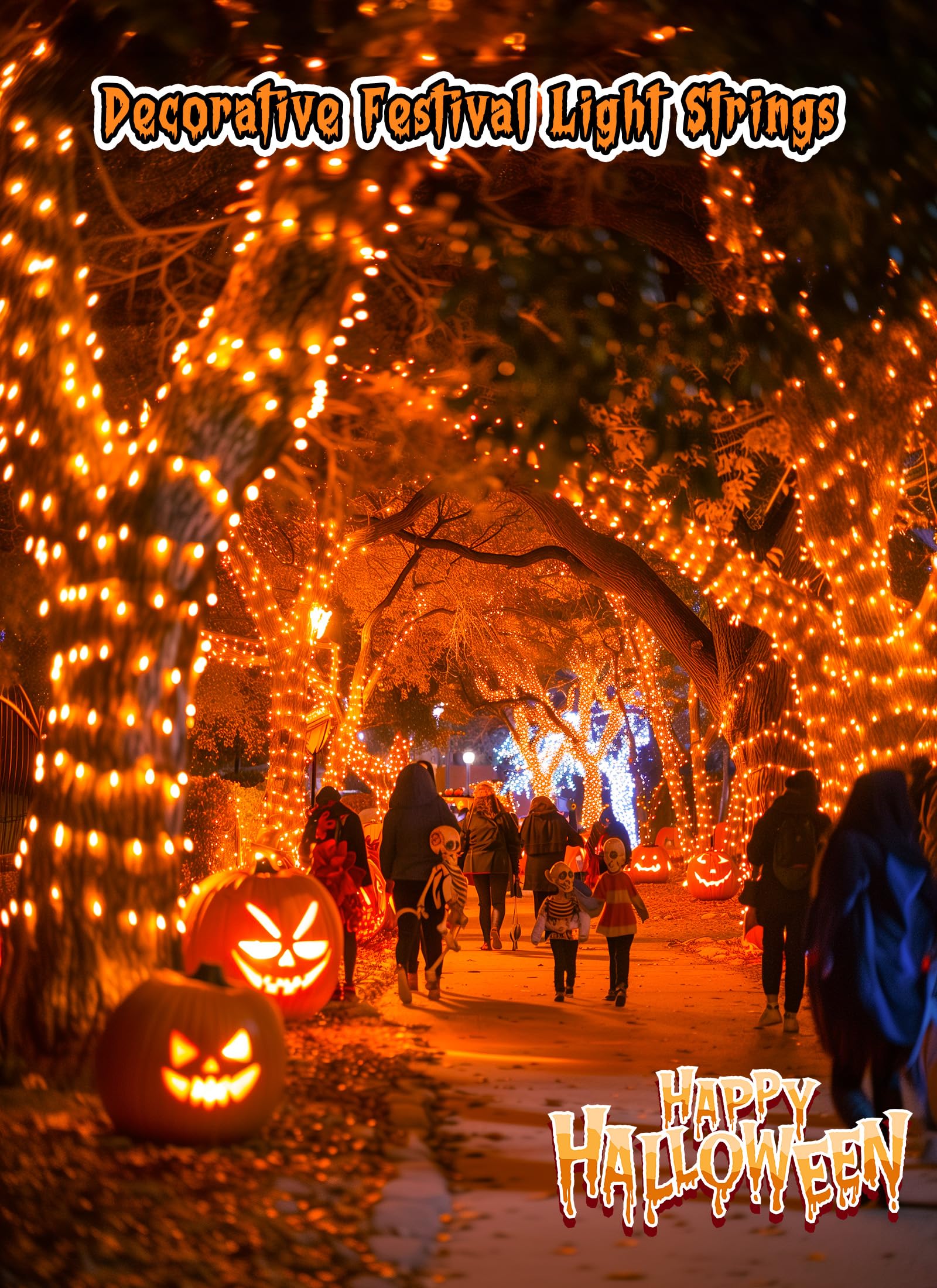 8ft 20LED Battery Operated Mini Bulbs String Light for Halloween Haunted House Party, Orange
