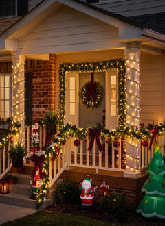 9Ft Prelit Real Touch Cedar Garland, Dimmable Remote, 8 Modes & Timer, Indoor Outdoor