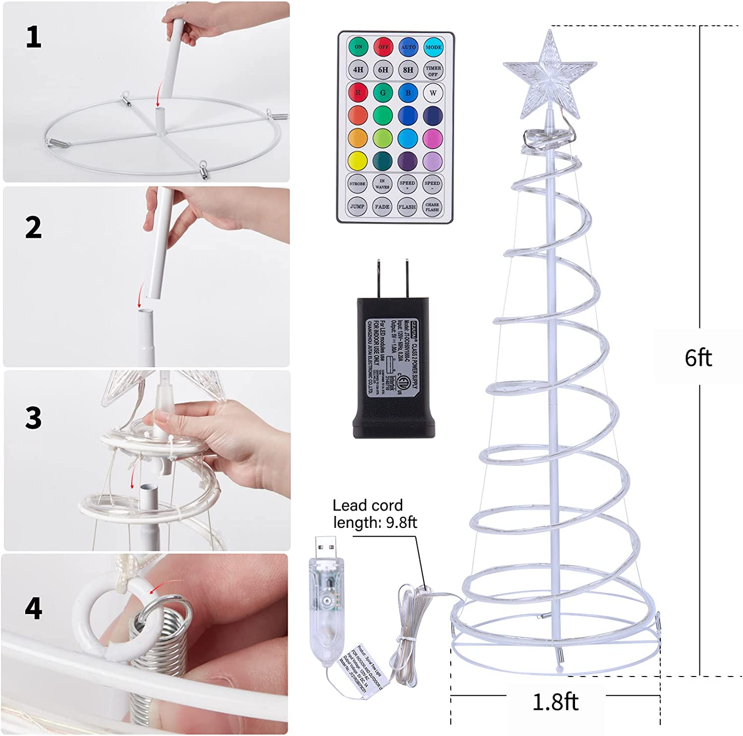 Christmas LED Spiral Tree Lights, 16 colors with Remote – Brightown Decor